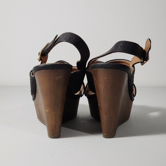 Maurices Wedge Peep Toe Strappy Heels Sandals Shoes Beverly Womens Size 6 - Picture 4 of 8